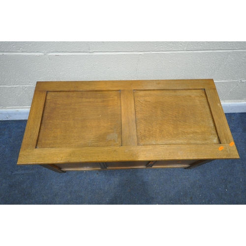 1269 - A MODERN PINE PANNELED BLANKET BOX, with a hinged lid, width 97cm x depth 45cm x height 47cm (condit... 