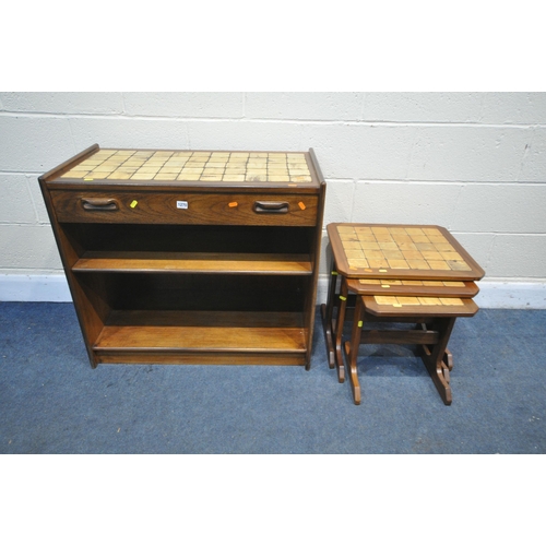 1270 - A MID CENTURY G PLAN TILE TOP OPEN BOOKCASE, with a single drawer, width 85cm x depth 45cm x height ... 
