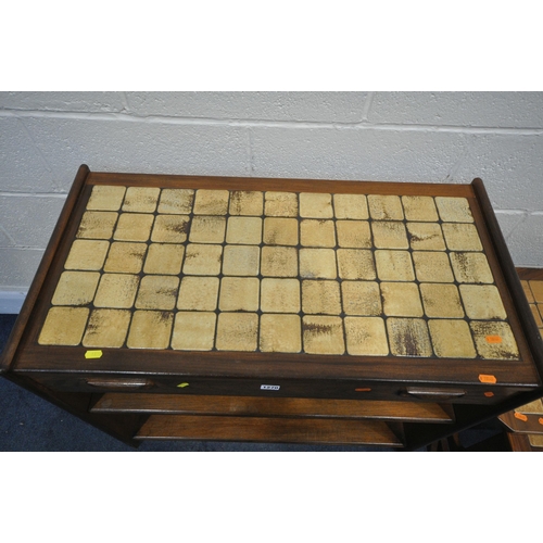 1270 - A MID CENTURY G PLAN TILE TOP OPEN BOOKCASE, with a single drawer, width 85cm x depth 45cm x height ... 