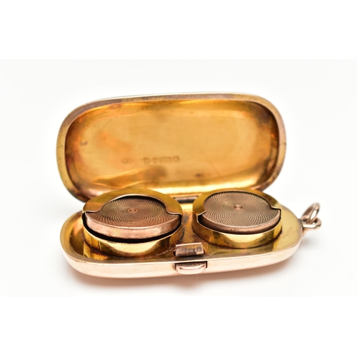 1 - AN EARLY 20TH CENTURY, 9CT GOLD COMBINED SOVEREIGN CASE, polished rose gold case with engraved initi... 