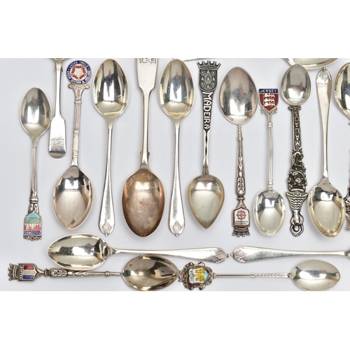 154 - A PARCEL OF ASSORTED late 18TH, 19TH AND 20TH CENTURY SILVER AND WHITE METAL SPOONS, comprising a Pe... 