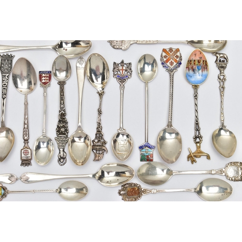 154 - A PARCEL OF ASSORTED late 18TH, 19TH AND 20TH CENTURY SILVER AND WHITE METAL SPOONS, comprising a Pe... 