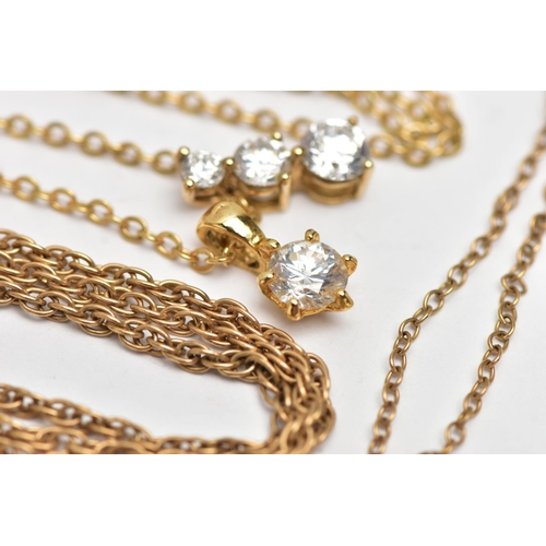 34 - AN ASSORTMENT OF 9CT GOLD AND YELLOW METAL JEWELLERY, to include an a/f rose gold trace chainhallmar... 