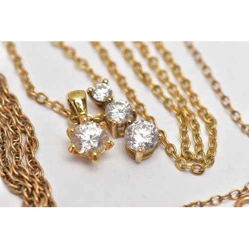 34 - AN ASSORTMENT OF 9CT GOLD AND YELLOW METAL JEWELLERY, to include an a/f rose gold trace chainhallmar... 