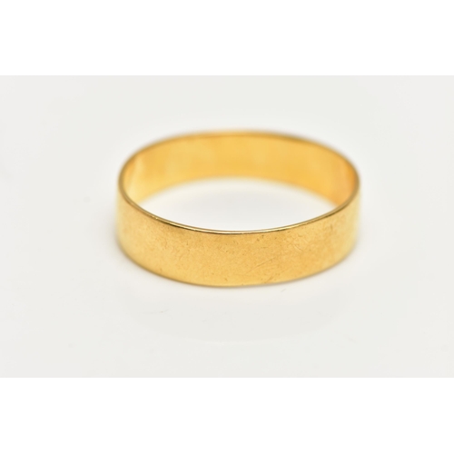 56 - A 22CT YELLOW GOLD WEDDING RING, designed as a plain polished wide band, hallmarked London 1966, app... 