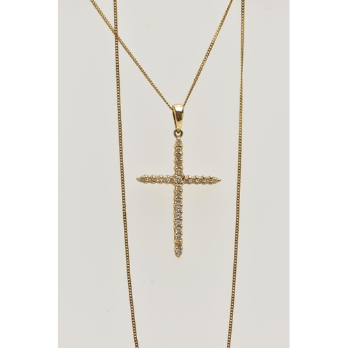 63 - A DIAMOND CROSS PENDANT WITH CHAIN, the cross set throughout with twenty six round brilliant cut dia... 