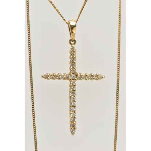 63 - A DIAMOND CROSS PENDANT WITH CHAIN, the cross set throughout with twenty six round brilliant cut dia... 