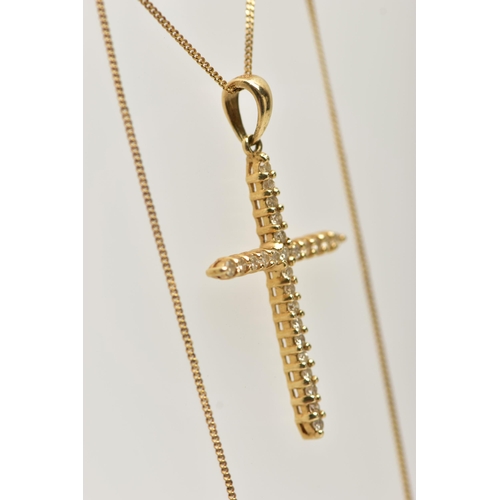 63 - A DIAMOND CROSS PENDANT WITH CHAIN, the cross set throughout with twenty six round brilliant cut dia... 