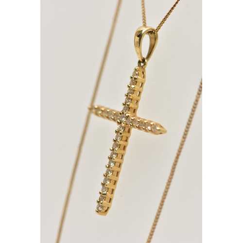 63 - A DIAMOND CROSS PENDANT WITH CHAIN, the cross set throughout with twenty six round brilliant cut dia... 