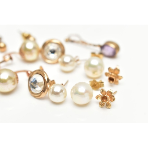 68 - A COLLECTION OF EARRINGS, to include eight pairs of ear studs and one single odd earring set with an... 