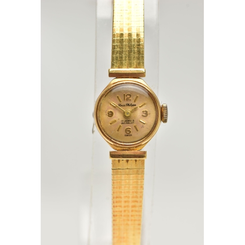 80 - A LADYS YELLOW METAL 'LOUIS PHILIPPE' WRISTWATCH, manual wind, round gold dial signed 'Louis Philipp... 