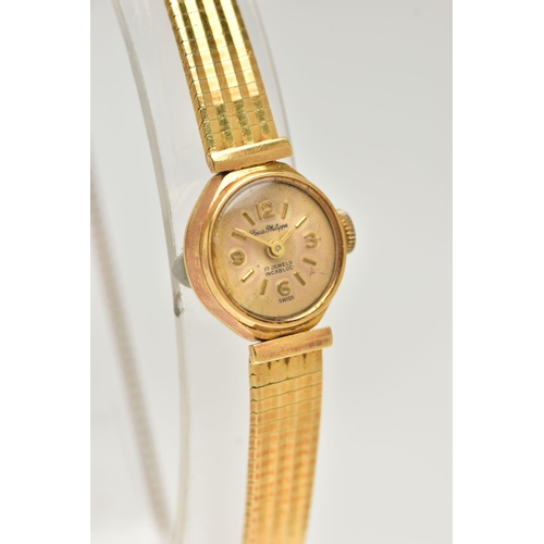 80 - A LADYS YELLOW METAL 'LOUIS PHILIPPE' WRISTWATCH, manual wind, round gold dial signed 'Louis Philipp... 