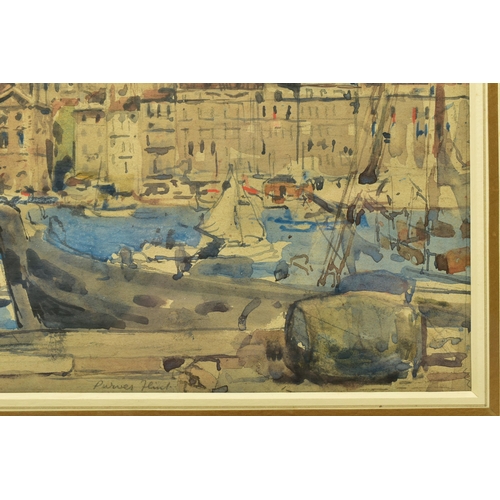 311 - ROBERT PURVES FLINT (1883-1947) 'MARSEILLE' a view of the French city from the harbour, signed botto... 