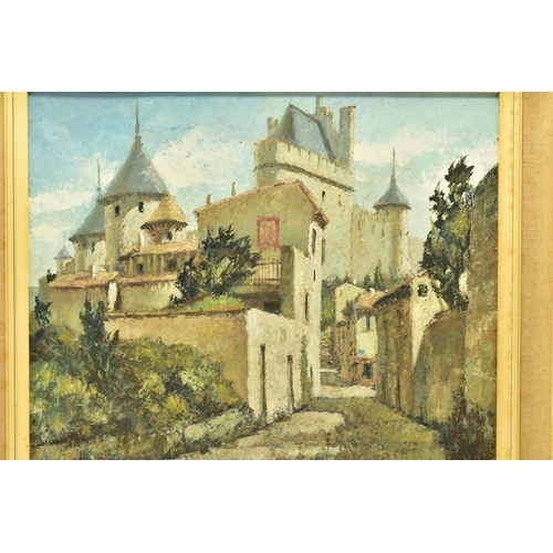 319 - ATTRIBUTED TO H.W. WRIGHT (20TH CENTURY) 'CARCASSONNE', a view of the medieval citadel , signed vers... 