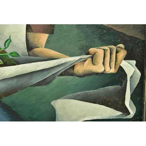 325 - DAVID BROOKE (BRITISH CONTEMPORARY) 'SEED SOWER' A STYLISED DEPICTION OF A FIGURE SEWING SEEDS, sign... 