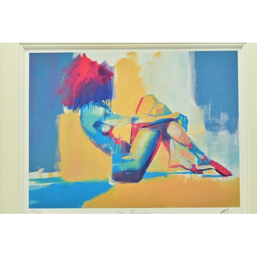 329 - TOBY MULLIGAN (BRITISH 1969) 'IN REPOSE', a signed limited edition print depicting a colourful nude ... 