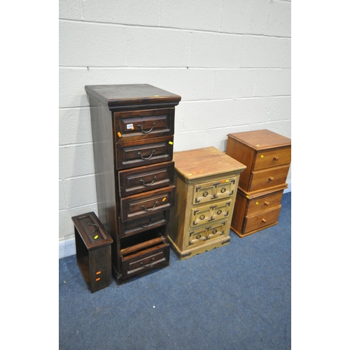 1320 - A TALL HARDWOOD CHEST OF SEVEN DRAWERS, width 40cm x depth 40cm x height 121cm (condition:-all drawe... 