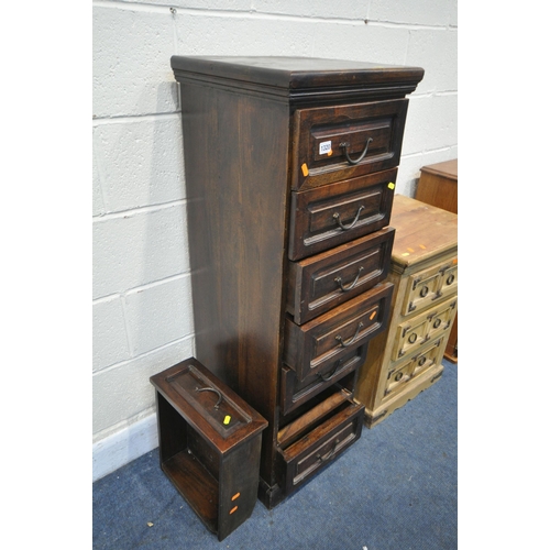 1320 - A TALL HARDWOOD CHEST OF SEVEN DRAWERS, width 40cm x depth 40cm x height 121cm (condition:-all drawe... 