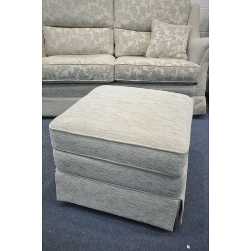 1327 - A BEIGE UPHOLSTERED FOUR PIECE LOUNGE SUITE, comprising a three seater settee, length 175cm, a pair ... 