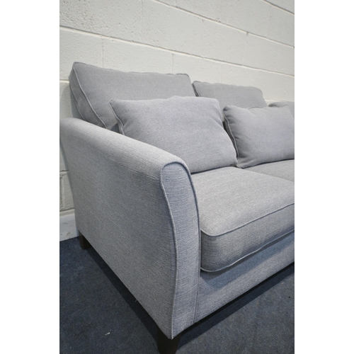 1332 - A TWO PIECE GREY UPHOSTERED LOUNGE SUITE, comprising a sofa and armchair (condition:-good condition)