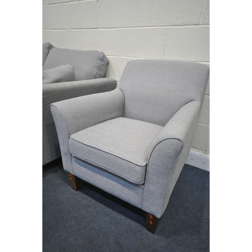 1332 - A TWO PIECE GREY UPHOSTERED LOUNGE SUITE, comprising a sofa and armchair (condition:-good condition)