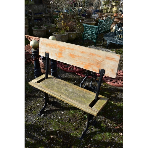 948 - A CAST ALUMINIUM GARDEN TABLE, diameter 70cm x height 71cm (condition:-wooden top distressed and ide... 