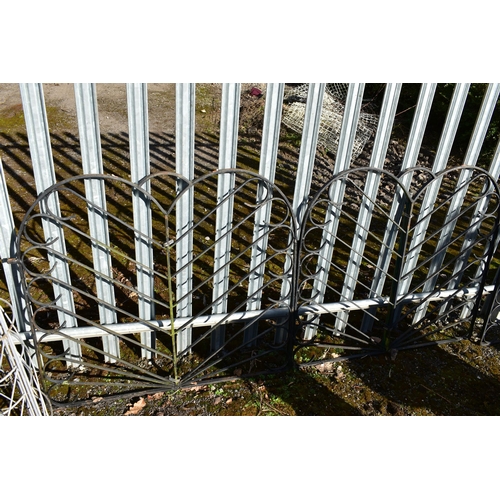 956 - A PAIR OF WROUGHT IRON DRIVEWAY GATES, overall width 204cm x each width 102cm x height 92cm x and a ... 