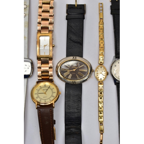 105 - A BOX OF ASSORTED WATCHES, to include a quartz movement ladys gold plated 'Rotary' wristwatch, a lad... 