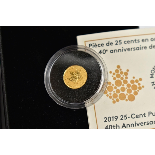 122 - TWO BOXED SMALL GOLD COINS, to include an Elizabeth II Quarter Sovereign Proof Tristan da Cunha 2020... 