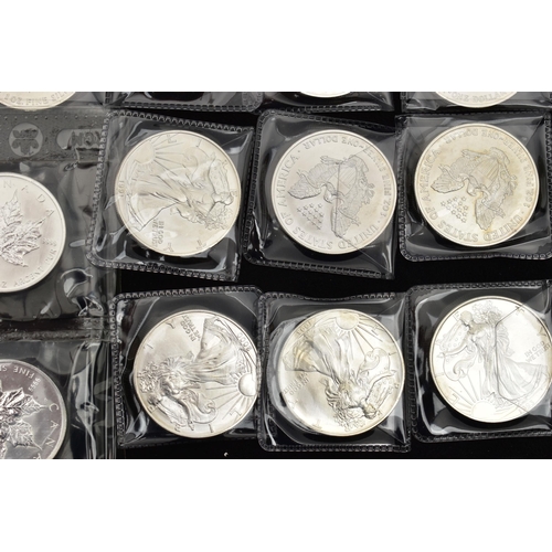 124 - A QUANTITY OF SILVER EAGLE COINS USA, nineteen in total 1991 (2) 1993 (3) 1997,  1999 (3) 2000 (2) 2... 