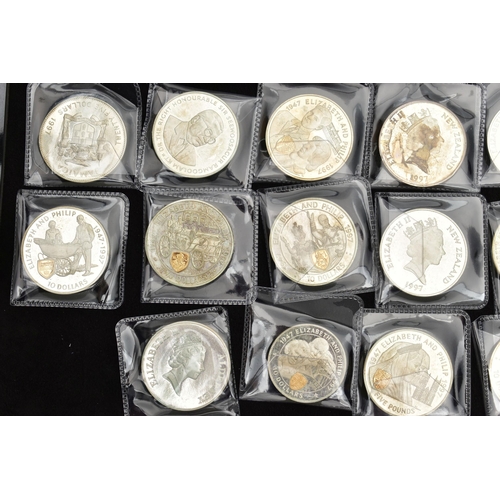 128 - A QUANTITY OF 1997 QUEEN ELIZABETH/PHILIP STERLING SILVER CROWN SIZE COINS, with highlighted Shield ... 