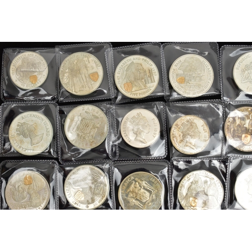 128 - A QUANTITY OF 1997 QUEEN ELIZABETH/PHILIP STERLING SILVER CROWN SIZE COINS, with highlighted Shield ... 