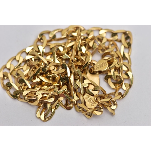 13 - A 9CT GOLD FLAT CURBLINK CHAIN NECKLACE, fitted with a lobster clasp, approximate length 500mm, stam... 