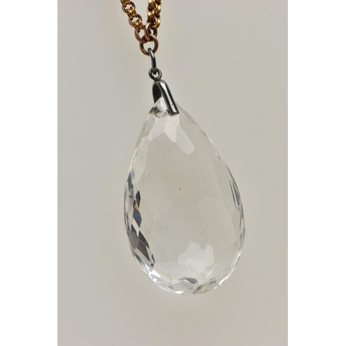 3 - AN EARLY 20TH CENTURY ROCK CRYSTAL PENDANT, TOGETHER WITH A VICTORIAN CHAIN, the faceted rock crysta... 