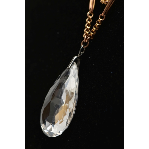 3 - AN EARLY 20TH CENTURY ROCK CRYSTAL PENDANT, TOGETHER WITH A VICTORIAN CHAIN, the faceted rock crysta... 