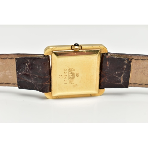 40 - A LADIES 18CT GOLD 'JEAN RENET' WRISTWATCH, hand wound movement, square dial, signed 'Jean Renet', R... 