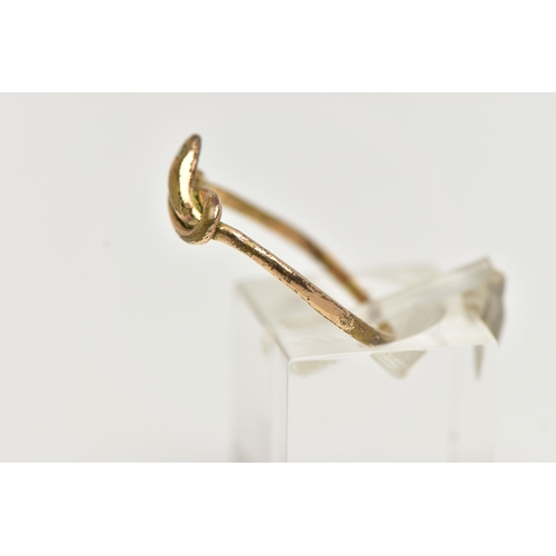 47 - A GOLD PLATED SNAKE RING, coiled snake set with a colourless cubic zirconia to the head, unmarked, r... 