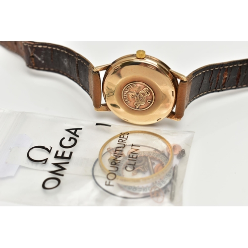 76 - A GENTS 9CT GOLD 'OMEGA AUTOMATIC SEAMASTER' WRISTWATCH, round champagne dial signed 'Omega Automati... 