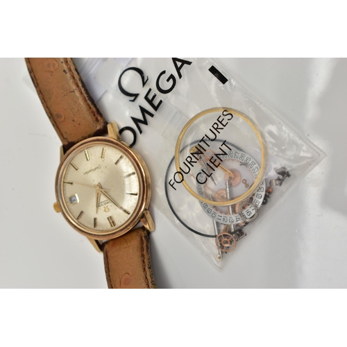 76 - A GENTS 9CT GOLD 'OMEGA AUTOMATIC SEAMASTER' WRISTWATCH, round champagne dial signed 'Omega Automati... 