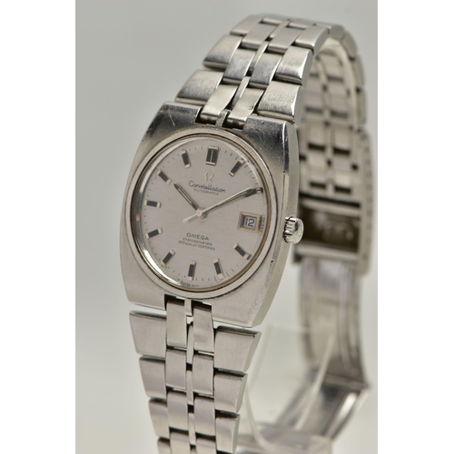 93 - A GENTS 'OMEGA CONSTELLATION' WRISTWATCH, automatic movement, round silver dial signed 'Omega Conste... 