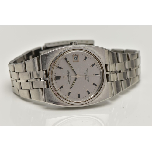 93 - A GENTS 'OMEGA CONSTELLATION' WRISTWATCH, automatic movement, round silver dial signed 'Omega Conste... 