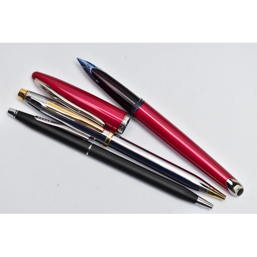 95 - A CASED 'WATERMAN' FOUNTAIN PEN, a red pen signed 'Waterman', tip stamped with logo, together with a... 