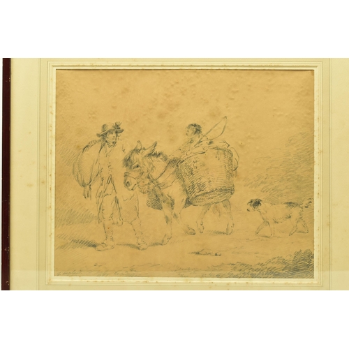 306 - GEORGE MORELAND (1762/3-1804) 'RETURN FROM MARKET', a sketch depicting a male and female figures ret... 