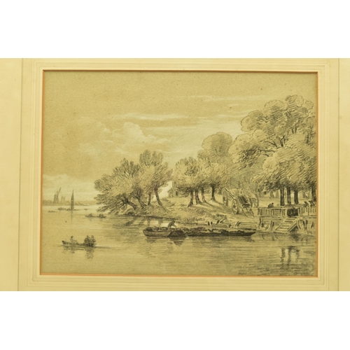 316 - AMELIA HANNAH LONG - LADY FARNBOROUGH (1762-1837) A RIVER SCENE, depicting figures in boats on the r... 