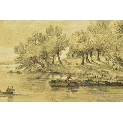 316 - AMELIA HANNAH LONG - LADY FARNBOROUGH (1762-1837) A RIVER SCENE, depicting figures in boats on the r... 