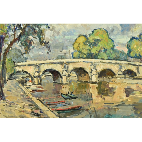 320 - MAURICE FONGUEUSE (FRENCH 1888-1963) 'LA PONT-MARIE A PARIS'  a Parisian scene depicting the bridge ... 