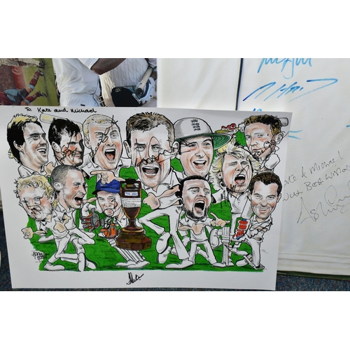 341 - ENGLAND 2005 ASHES CRICKET MEMORABILIA, comprising a life size box canvas photograph of a players sh... 