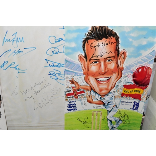 341 - ENGLAND 2005 ASHES CRICKET MEMORABILIA, comprising a life size box canvas photograph of a players sh... 