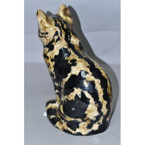 347 - A WINSTANLEY TABBY AND WHITE CAT, no 5, in seated pose, having pale amber glass eyes, signed and num... 