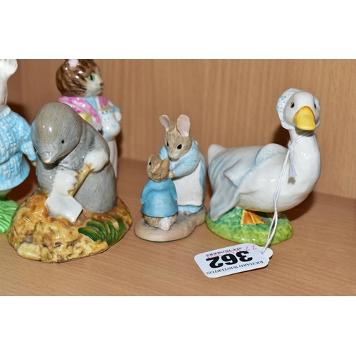 362 - A COLLECTION OF BESWICK AND ROYAL ALBERT BEATRIX POTTER FIGURES, comprising a Beswick Rebeccah Puddl... 